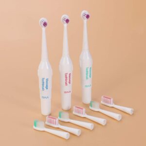 UKCOCO Dog Toothbrush Soft Bristles Pet Electric Toothbrush 3pcs Puppy Long Handle Tooth Brush with 6pcs Brush Heads for Pet Oral Care Cleaning (Random Color No Battery)