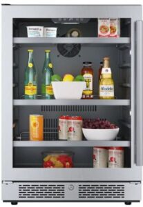 avallon abr242sglh 24 inch wide 140 can energy efficient beverage center with led lighting, double pane glass, touch control panel and left swing door