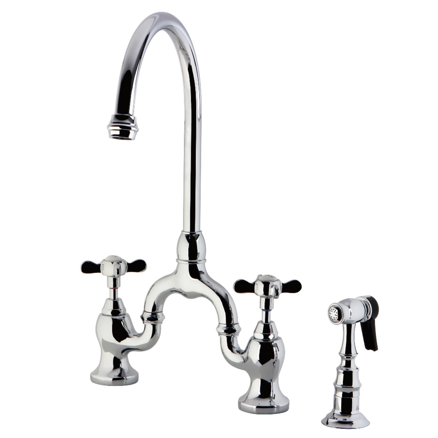 Kingston Brass KS7791BEXBS Essex Bridge Kitchen Faucet, Polished Chrome, 8 x 7.75 x 16.75