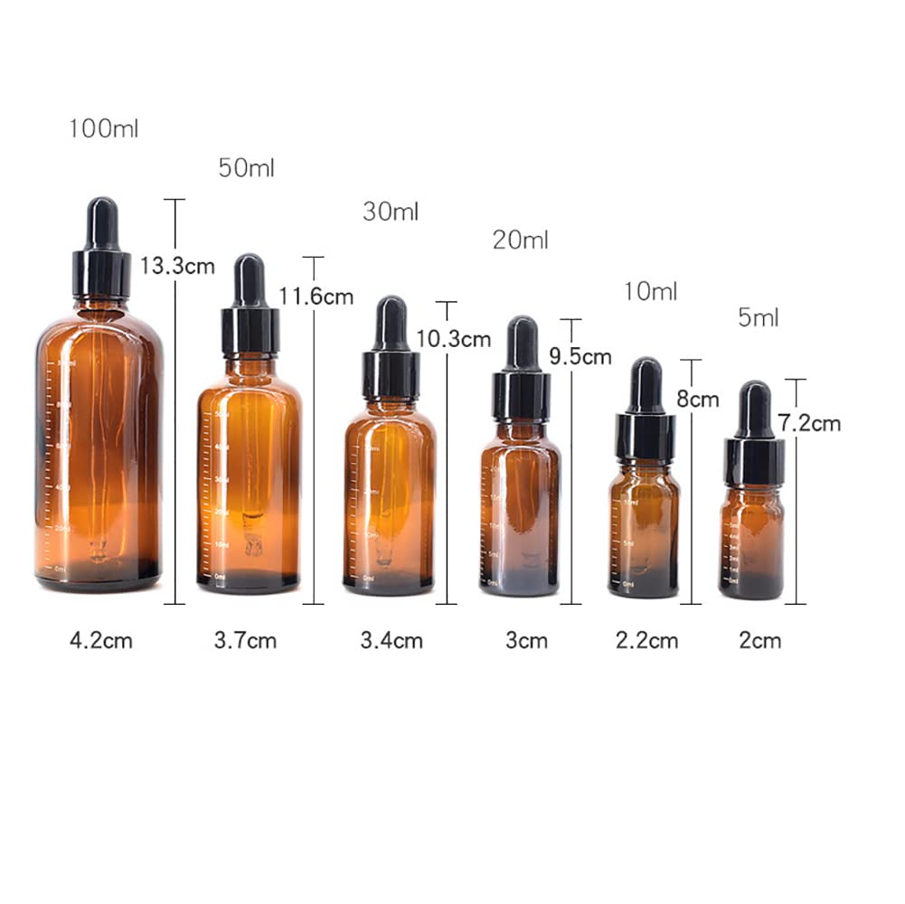 UUYYEO 4 Pcs Empty Amber Glass Bottles Graduated Dropper Bottles Essential Oil Bottles Cosmetic Vials Containers with Graduated Dropper 20ml