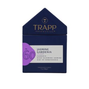 Trapp - No. 60 Jasmine Gardenia - 7 oz. House Box Candle - Aromatic Home Fragrance with Floral Scent of Gardenia, Night Blooming Jasmine, & Hint of Honeysuckle Notes - Petrolatum Wax