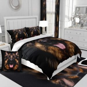 German Shepherd Bedding Set Twin Size for Kids Boys Bedroom,3D Puppy Dog Bed Duvet Cover Set,Police Dog Comforter Cover Cute Dogs Print Decor 2 Pieces 1 Duvet Cover with 1 Pillowcase No Comforter