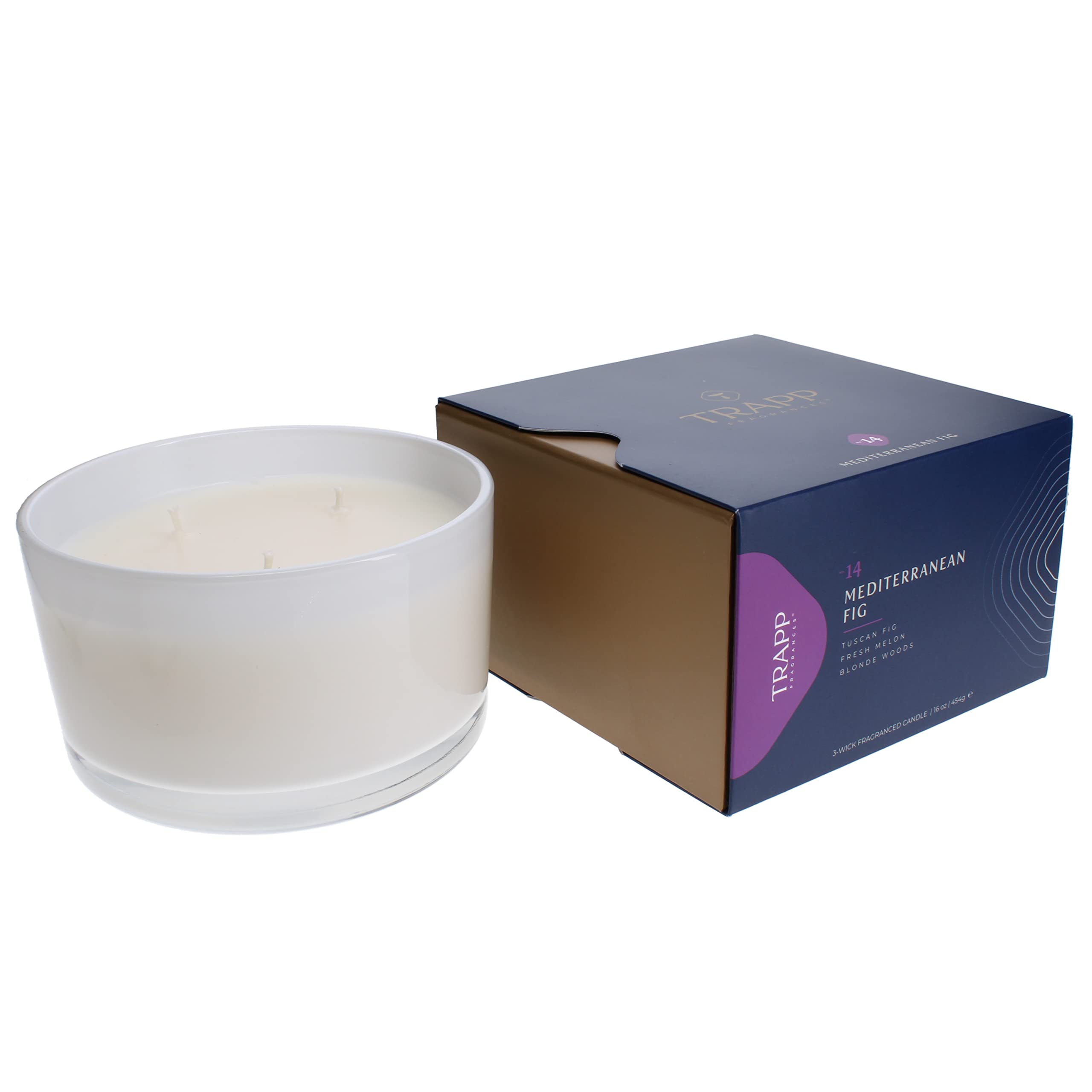 Trapp - No. 14 Mediterranean Fig - 16 oz. 3-Wick Candle - Aromatic Home Fragrance with Fruity Scent of Tuscan Fig, Fresh Melon, & Blonde Woods Notes - Soy Wax Blend