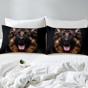 German Shepherd Bedding Set Twin Size for Kids Boys Bedroom,3D Puppy Dog Bed Duvet Cover Set,Police Dog Comforter Cover Cute Dogs Print Decor 2 Pieces 1 Duvet Cover with 1 Pillowcase No Comforter