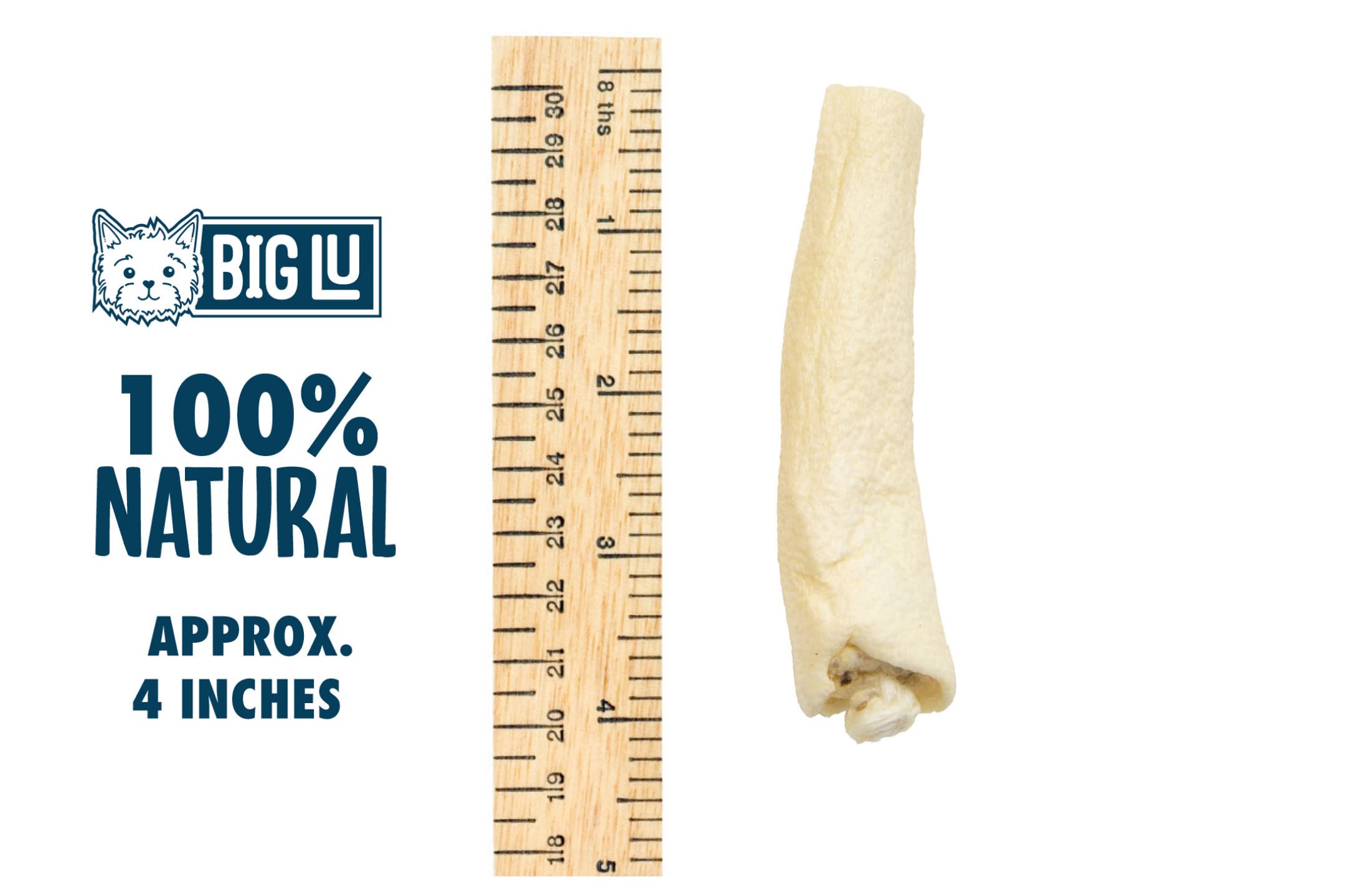 Big Lu - Cow Tail Dog Chews, All-Natural Grass-Fed Beef, Single Ingredient Treats, Rawhide-Free, 4-Inch Sticks (12 Sticks)