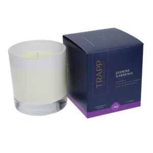 trapp - no. 60 jasmine gardenia - 7 oz. signature candle - aromatic home fragrance with floral scent of gardenia, night blooming jasmine, & hint of honeysuckle notes - petrolatum wax