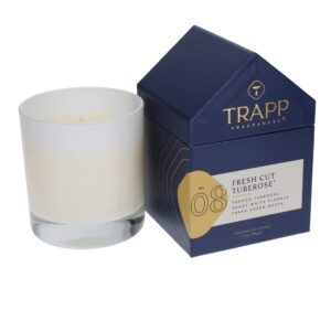 trapp - no. 8 fresh cut tuberose - 7 oz. house box candle - aromatic home fragrance with floral scent of french tuberose, heady white florals, & fresh green notes notes - petrolatum wax