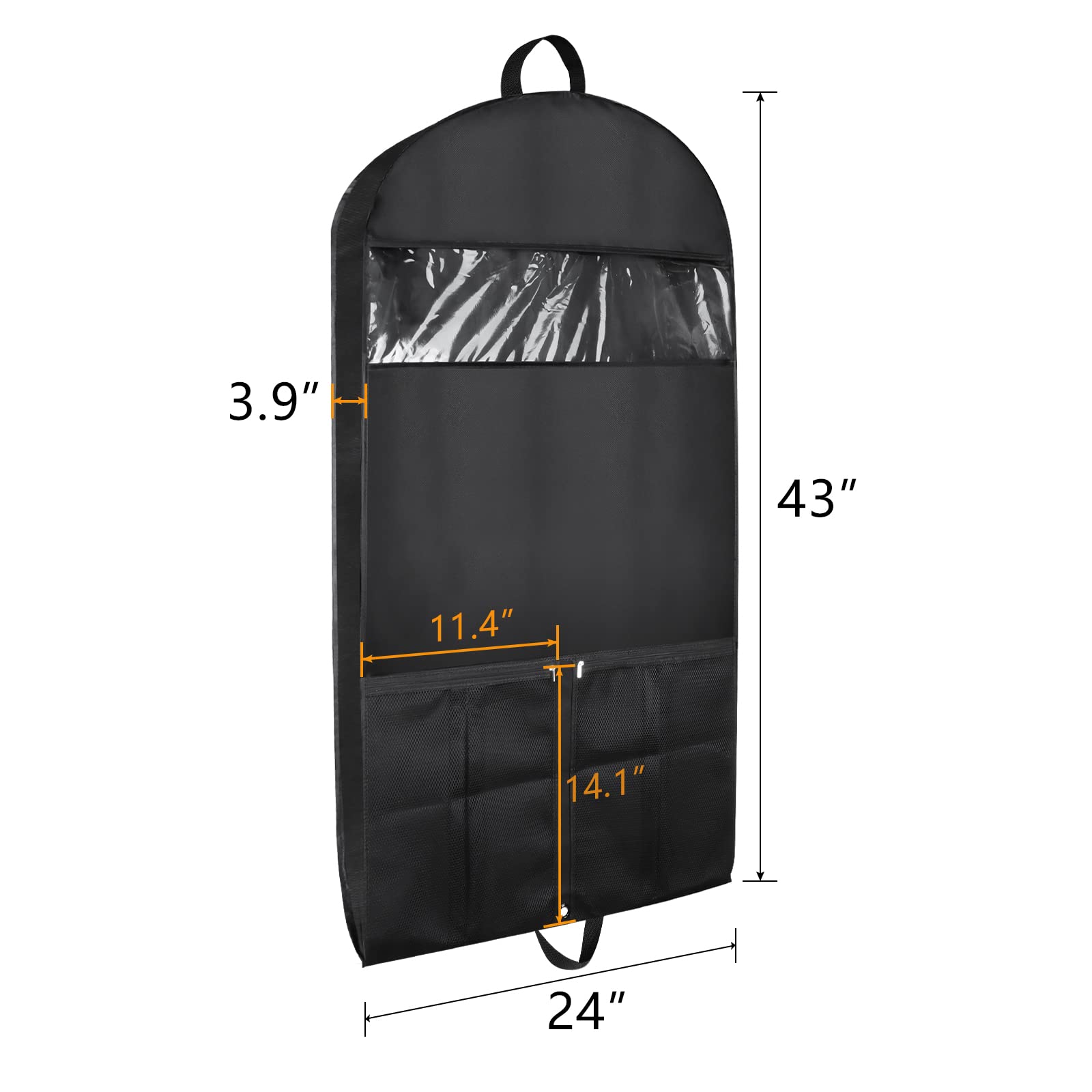 Zilink GarMen&Woment Bags for Travel 43/'' Hanging Suit Bags for Men&Women Travel with Side Zipper and 2 Large Mesh Pockets, Black