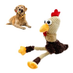 lannso pet squeaky plush dog toys puppy chew toys durable dog toys for small medium large dogs interactive novelty reduce separation anxiety chicken shaped