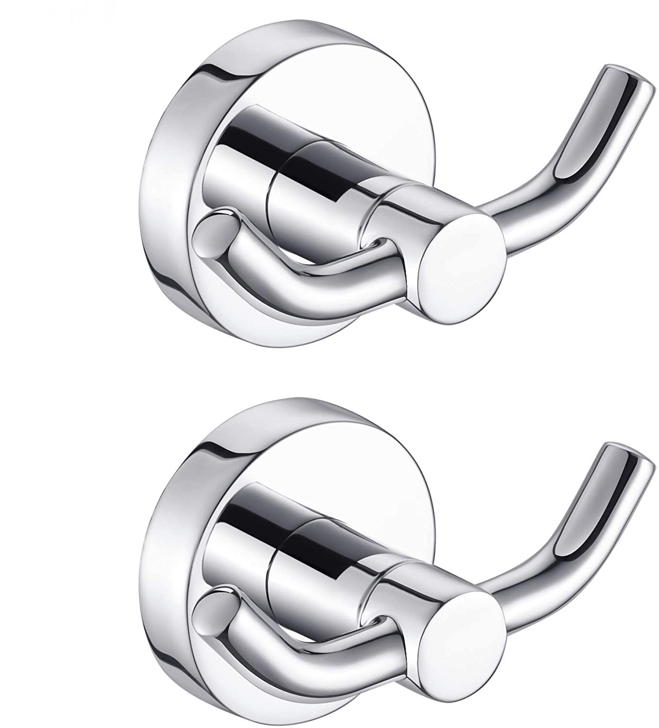 MARMOLUX ACC - 2pack Chrome Bathroom Hooks for Towels | Modern Double Towel Hook Design Ideal for use as Robe & Towel Hooks, Shower Wall Hooks or Kitchen Hooks - Over Door Hooks - Adhesive Hooks