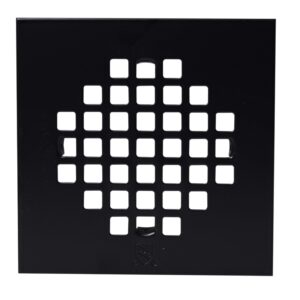 Westbrass D206PS-62 4-1/4" Square Grate Shower Drain Cover with 2" SCH 40 PVC Drain Pipe, Matte Black