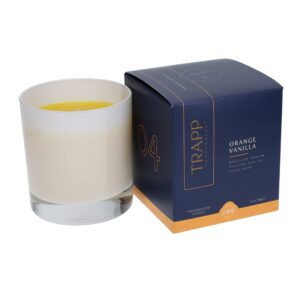 trapp - no. 4 orange vanilla - 7 oz. signature candle - aromatic home fragrance with fruity scent of brazilian orange, tahitian vanilla, & tonka bean notes - petrolatum wax