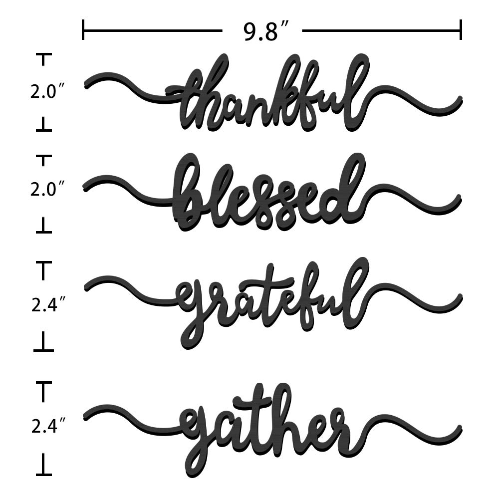 Partico Thankful Place Cards Thanksgiving Table Decor Grateful Gather Place Card Settings (Black Word 8 Pieces)