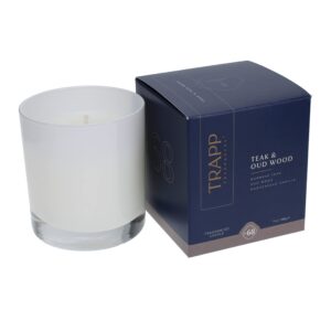 trapp - no. 68 teak & oud wood - 7 oz. signature candle - aromatic home fragrance with earthy scent of burmese teak, oud wood, & madagascar vanilla notes - petrolatum wax