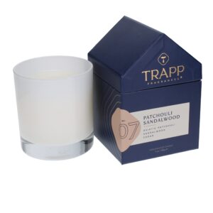 trapp - no. 7 patchouli sandalwood - 7 oz. house box candle - aromatic home fragrance with earthy scent of asiatic patchouli, sandalwood, & cedar notes - petrolatum wax