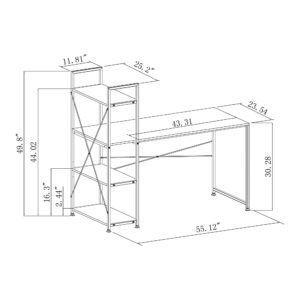 Realspace® Trazer 56"W Computer Desk With Storage Shelves, Gray