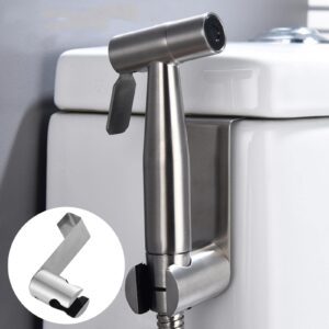 Bidet Sprayer Holder,Stainless Steel Hanging Rack Punch-Free Toilet Bidet Holder,Holder Hook Hanger for Hand Shower Toilet Bidet Sprayer,Toilet Bathroom Attachment(Sliver)