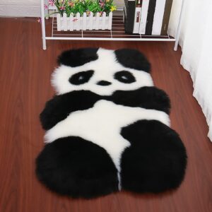 xiangyunlai panda mat, 2x3ft panda rug, shag area rug soft fluffy faux fur rugs funny animal shape for home floor sofa mat living room kids bedroom