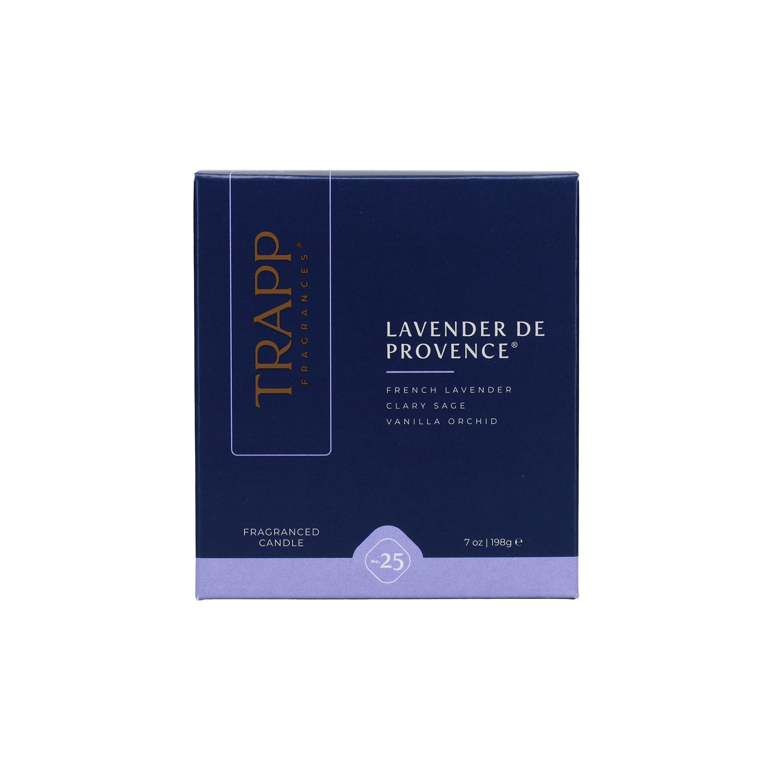 Trapp - No. 25 Lavender de Provence - 7 oz. Signature Candle - Aromatic Home Fragrance with Floral Scent of French Lavender, Clary Sage, & Vanilla Orchid Notes - Petrolatum Wax