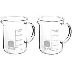 QWORK Beaker with Handle, 500ml Measuring Cup, Borosilicate Glass,Beaker Mug with Pouring Spout, 2 Pack