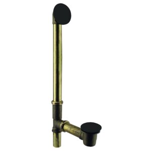 westbrass d326h-62 22" 17 ga. brass bath waste & overflow assembly with tip-toe drain plug and illusionary faceplate, matte black