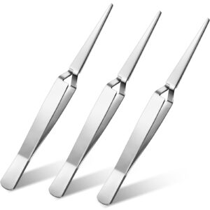 minatee 3 pieces reverse tweezers locking tweezers for crafting cross locking electronics tweezers reverse action forceps reverse tension tweezers stainless steel craft jewelry electronics laboratory