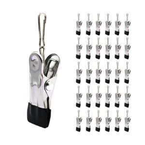 beryler 30 pack clothes pins for laundry clips, heavy duty multipurpose stainless steel clothespins, clips drying pegs clamps for clothesline outdoor kitchen food bag¡­