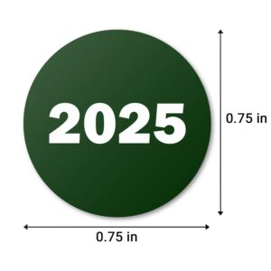 1 Pack of 300 Labels - 2025 Year Stickers, 0.75 inch Circle Dot, Color Coded Green 2025 Year Labels/Class of 2025 Stickers/Book Keeping/Office Organization Inventory