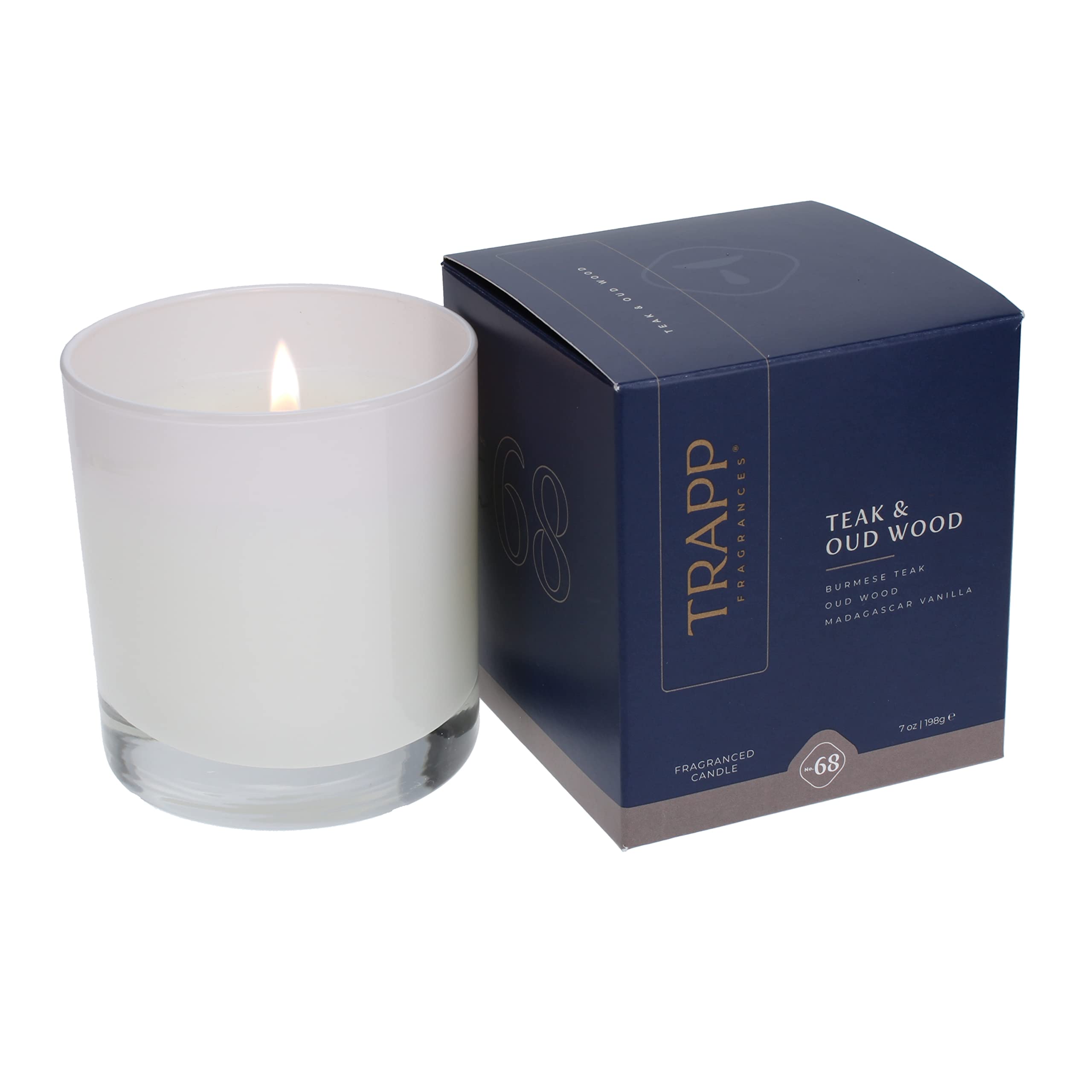 Trapp - No. 68 Teak & Oud Wood - 7 oz. Signature Candle - Aromatic Home Fragrance with Earthy Scent of Burmese Teak, Oud Wood, & Madagascar Vanilla Notes - Petrolatum Wax