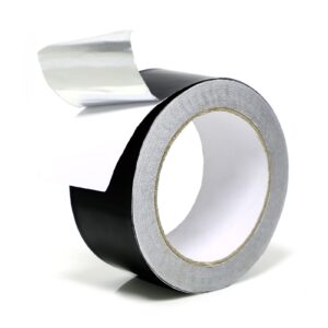 siccoma black aluminum foil tape 2 in x 65 feet 3.94 mil hot & cold shield resistant black foil tape hvac sealing & patching hot cold air duct tape for pipe, metal repair, hvac, air ducts, insulation