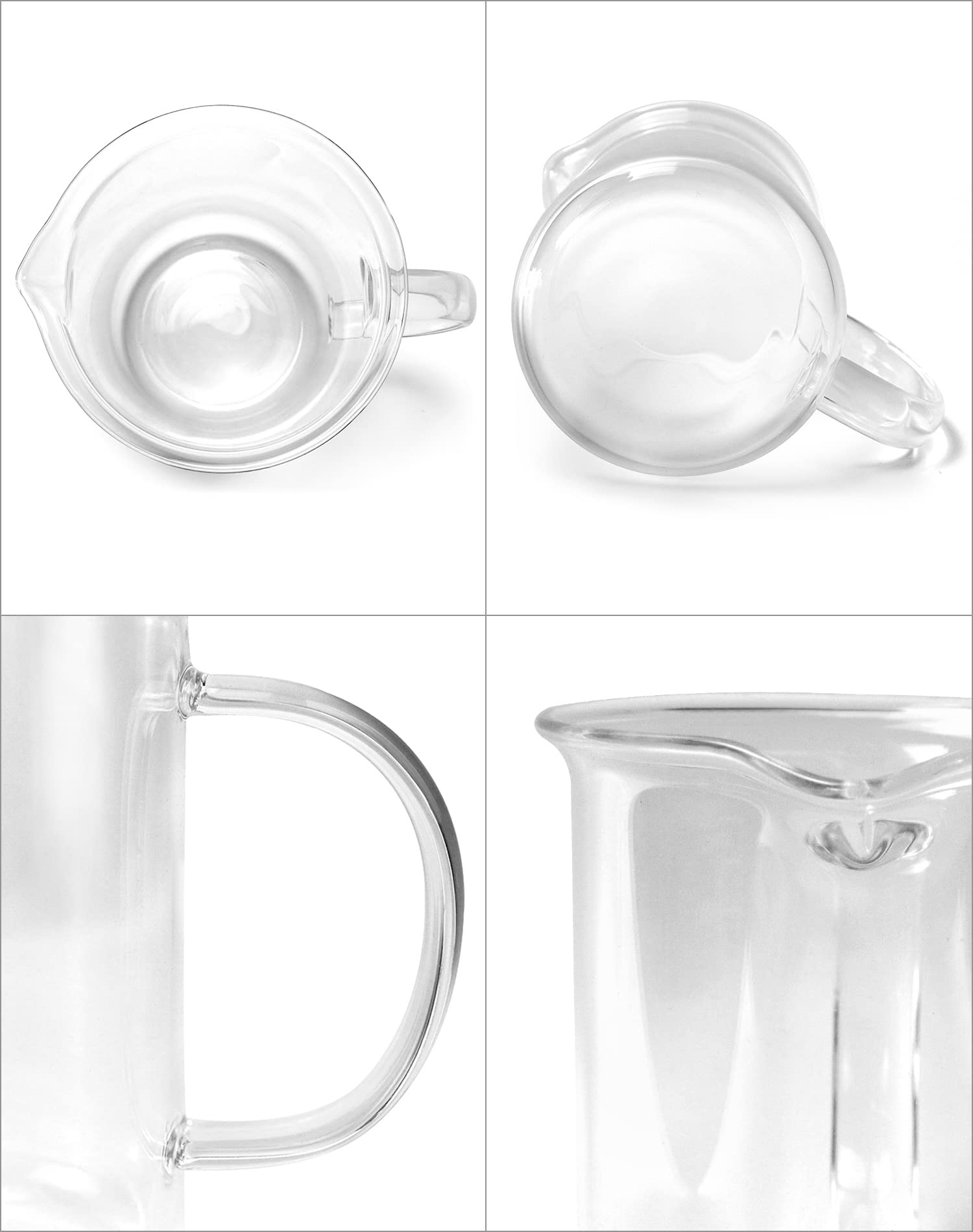 QWORK Beaker with Handle, 250ml/8.45oz, Measuring Cup, Borosilicate Glass, Beaker Mug with Pouring Spout, 2 Pack