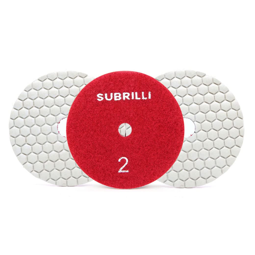 Dry 3 Step Diamond Polishing Pads Kit 4 Inch 3-Pack Step 2 for Granite Quartz Marble Concrete Terrazzo