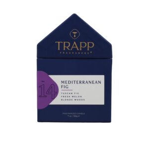 Trapp - No. 14 Mediterranean Fig - 7 oz. House Box Candle - Aromatic Home Fragrance with Fruity Scent of Tuscan Fig, Fresh Melon, & Blonde Woods Notes - Petrolatum Wax