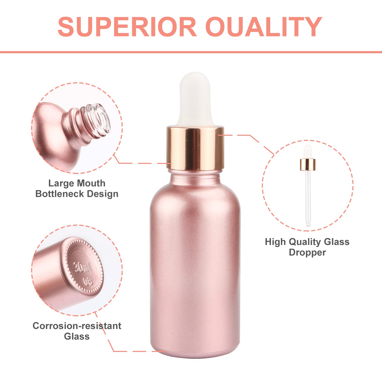 12 Pack Pink Glass Dropper Bottle Essential Oils Bottle With Glass Eye Dropper Perfume Sample Container Glass Vials For Liquids (30ml/1oz)