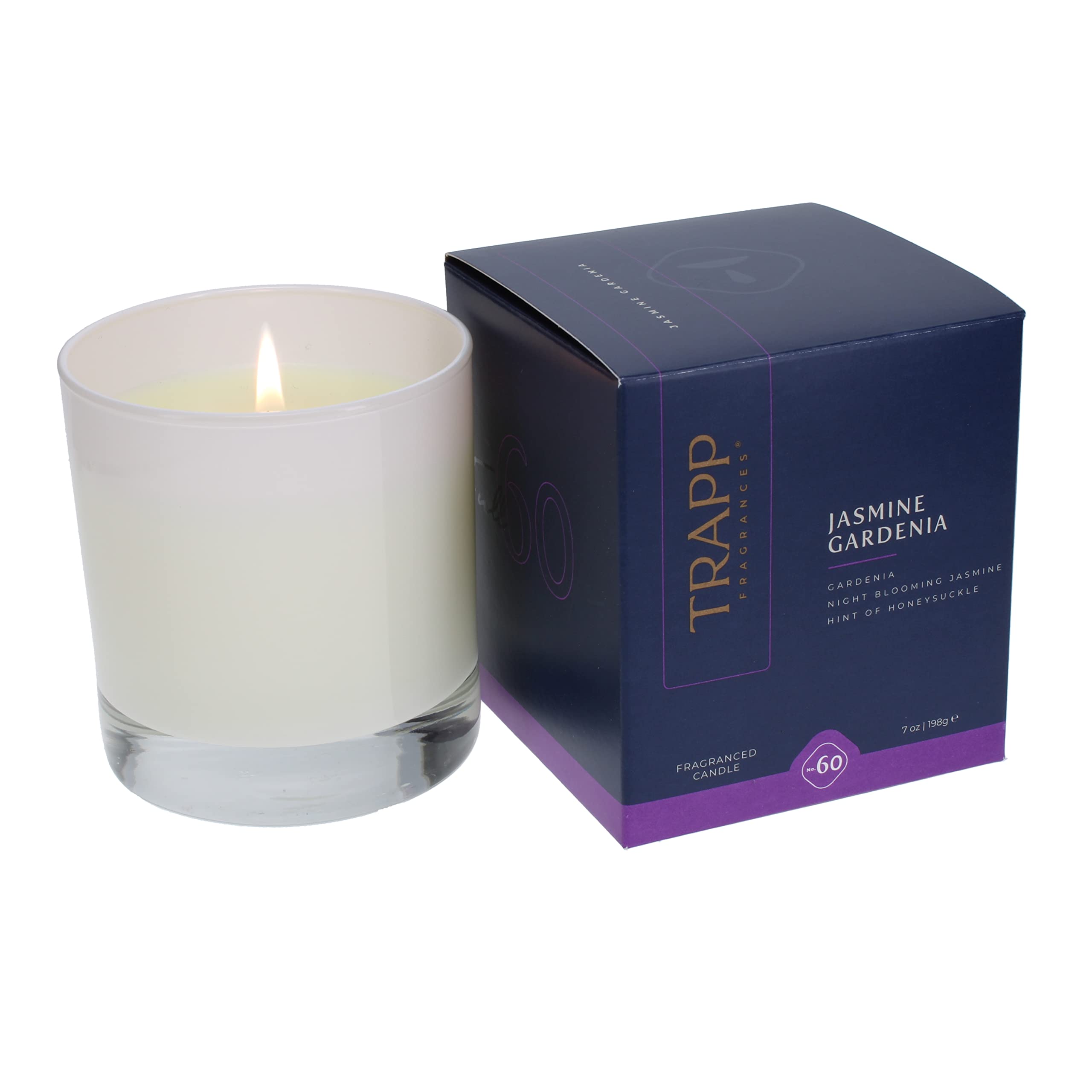 Trapp - No. 60 Jasmine Gardenia - 7 oz. Signature Candle - Aromatic Home Fragrance with Floral Scent of Gardenia, Night Blooming Jasmine, & Hint of Honeysuckle Notes - Petrolatum Wax