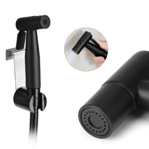 Bidet Sprayer for Toilet, Stainless Steel Black Bathroom Toilet Hand Held Bidet Cloth Diaper Sprayer Shattaf Kit