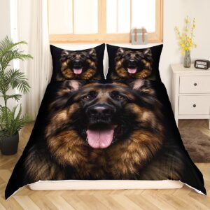 German Shepherd Bedding Set Twin Size for Kids Boys Bedroom,3D Puppy Dog Bed Duvet Cover Set,Police Dog Comforter Cover Cute Dogs Print Decor 2 Pieces 1 Duvet Cover with 1 Pillowcase No Comforter