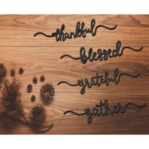 Partico Thankful Place Cards Thanksgiving Table Decor Grateful Gather Place Card Settings (Black Word 8 Pieces)