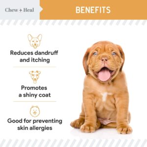 Salmon Oil for Dogs - 60 Soft Chew Omega Treats for Skin and Coat - Fish Oil Blend of Essential Fatty Acids, Omega 3 and 6, Vitamins, Antioxidants and Minerals - Made in USA