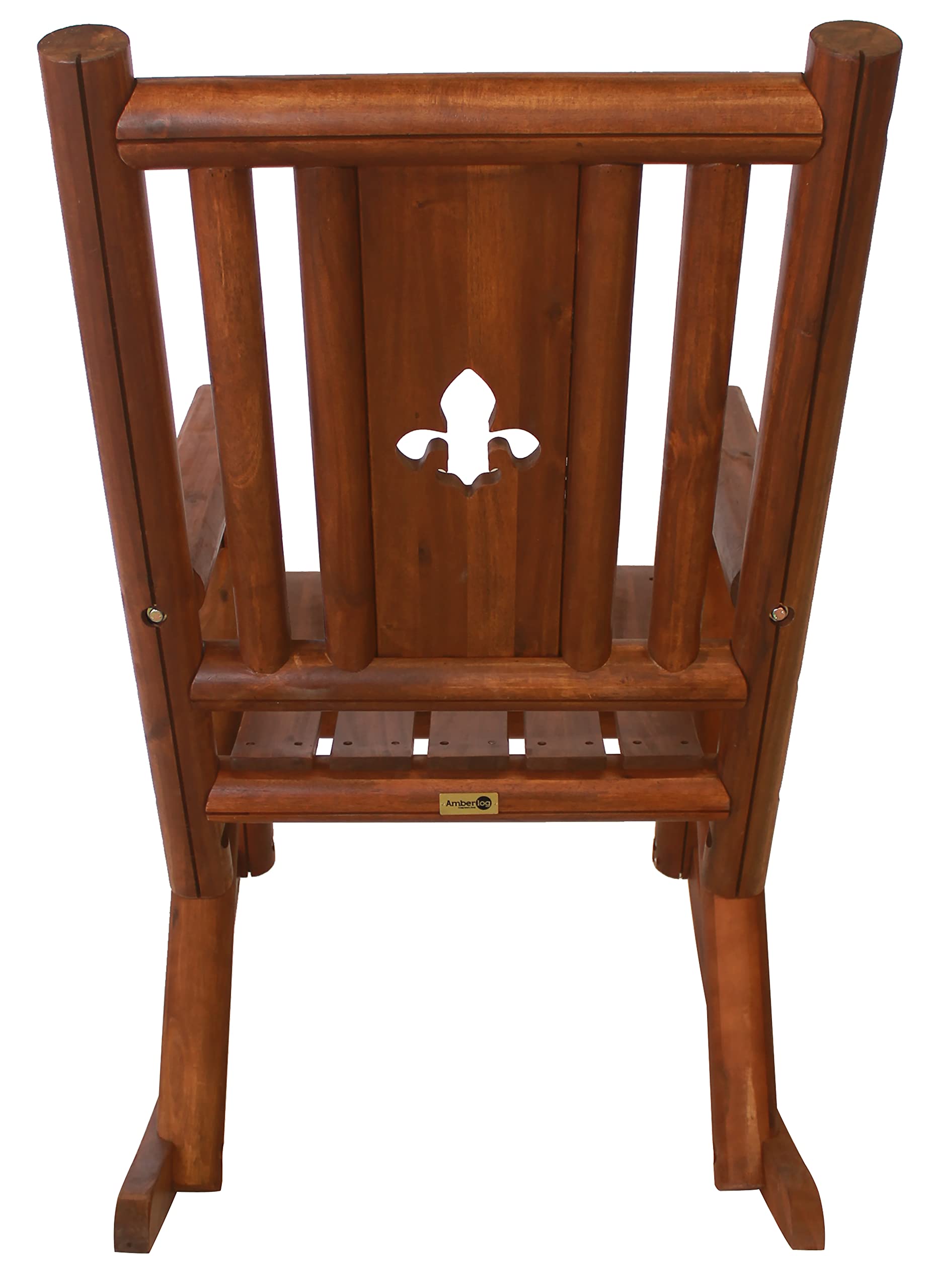 Leigh Country Amberlog Single Rocker with Fleur-De-Lis Cutout Rocking Chair, Brown