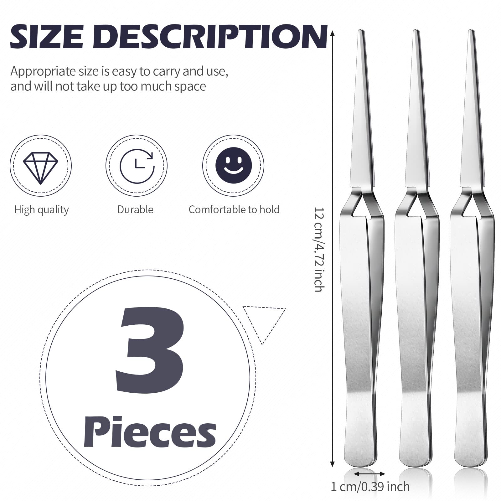 Minatee 3 Pieces Reverse Tweezers Locking Tweezers for Crafting Cross Locking Electronics Tweezers Reverse Action Forceps Reverse Tension Tweezers Stainless Steel Craft Jewelry Electronics Laboratory