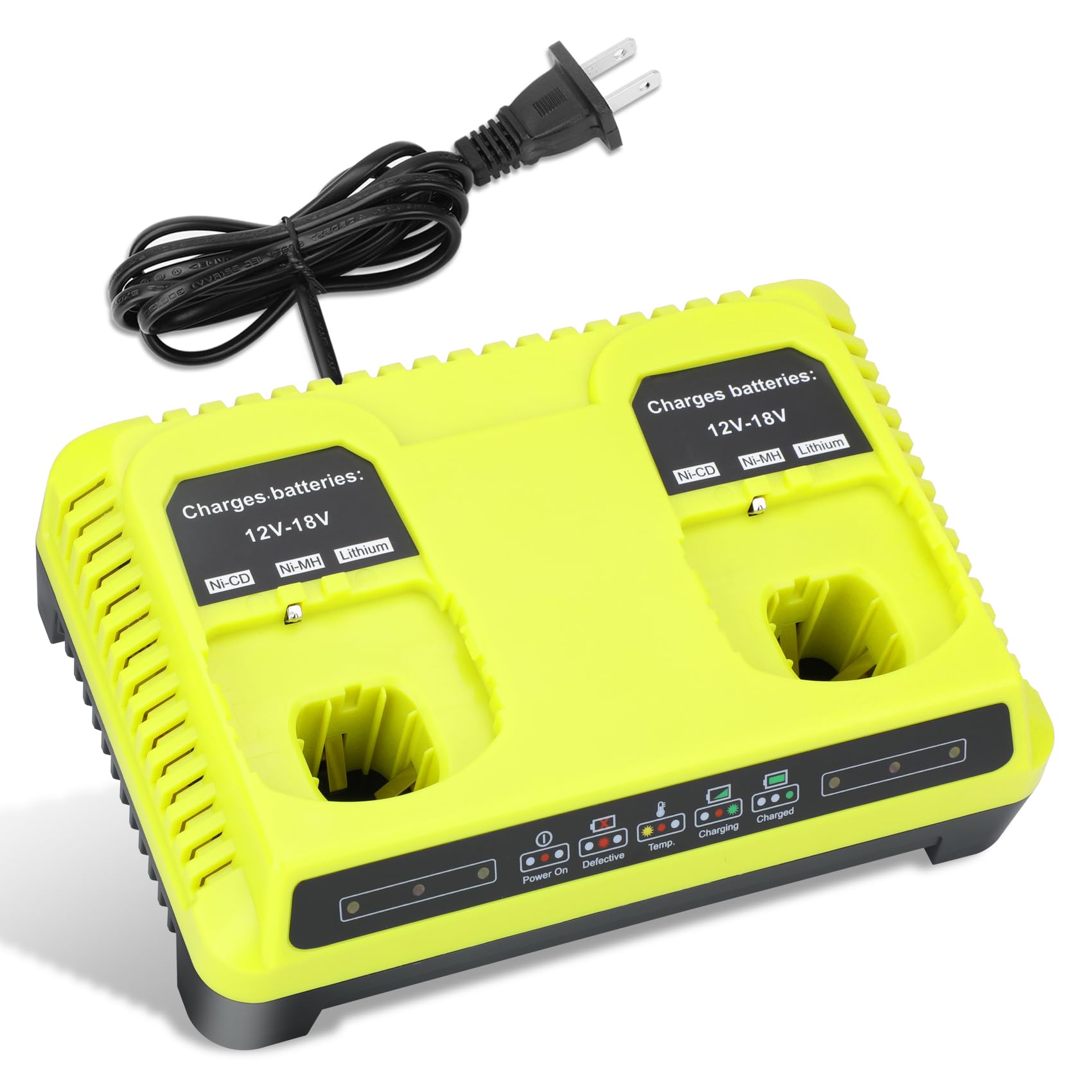 P117 Dual Slot 18V Battery Charger for Ryobi 18V Battery, Charger Replace for Ryobi Battery Charger P118, Compatible for Ryobi ONE+ Lithium NiCd NiMh Batteries