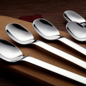 Krihan Demitasse Espresso Spoons, Mini Coffee Spoon Set of 6, 18/10 Stainless Steel Teaspoons, 5.43-Inch Small Spoons for Dessert, Tea & Coffee, Dishwasher Safe