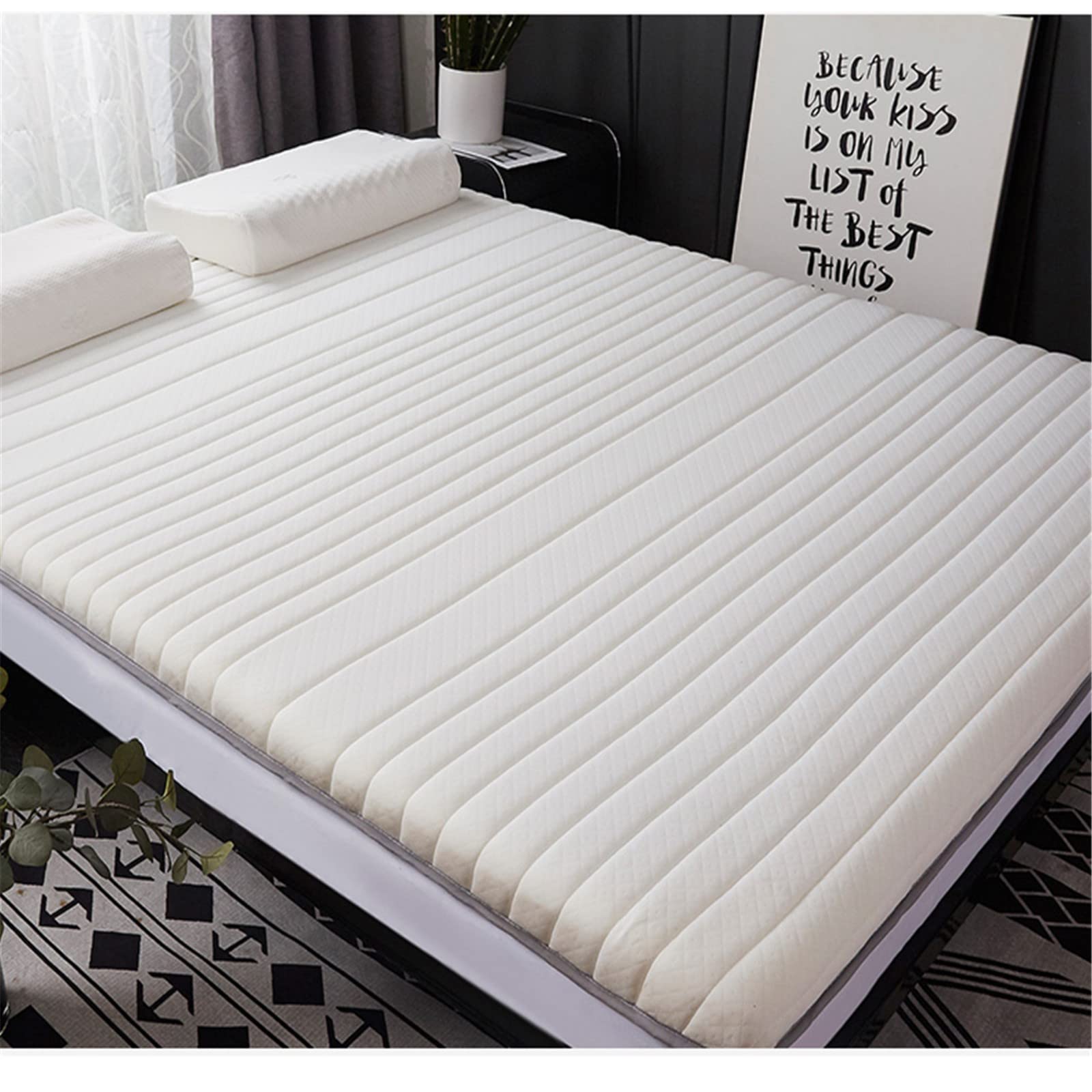 xqwz Breathable Latex Mattress Pure Green Latex Mattress Topper Soft Foldable Floor Tatami Adult Double Thicken Comfortable Soft Foam Mattress Coverbaibaibaibai10.28