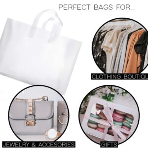 Frosted Plastic Gift Bags 50 PACK 16"x12"x5" Clear Frosted Plastic Bags For Small Business With Soft Loop Handles For Gifts Retail Bags And More