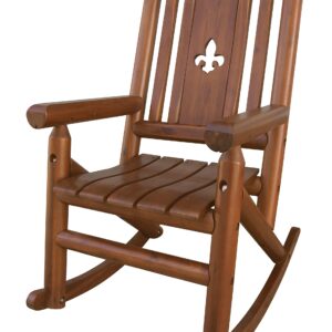 Leigh Country Amberlog Single Rocker with Fleur-De-Lis Cutout Rocking Chair, Brown