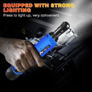 Qimu Cordless Electric Ratchet Wrench Set, 3/8" 12V Power Ratchet Driver Cordless Power Ratchet Tool Kit with 2 Packs 1500mAh Lithium-Ion Battery, 7 sockets and Charger, LED Light