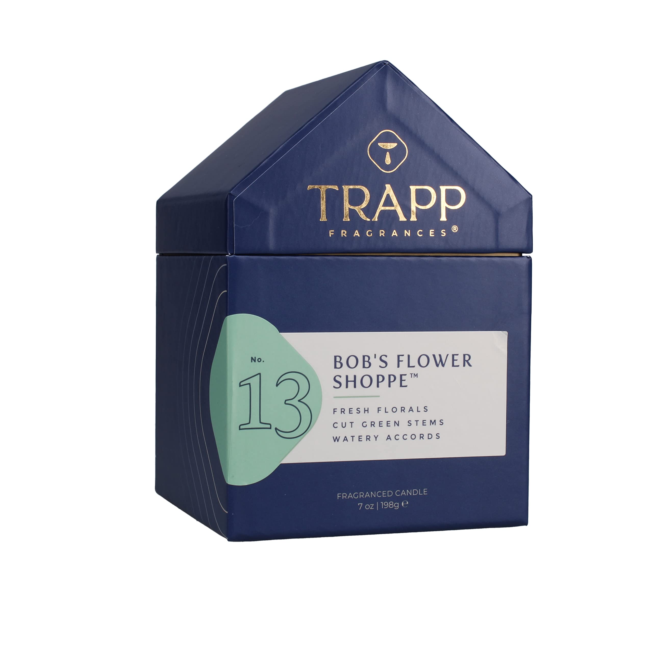 Trapp - No. 13 Bob's Flower Shoppe - 7 oz. House Box Candle - Aromatic Home Fragrance with Floral Scent of Fresh Florals, Cut Green Stems, & Watery Accords Notes - Petrolatum Wax