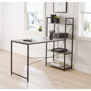 Realspace® Trazer 56"W Computer Desk With Storage Shelves, Gray