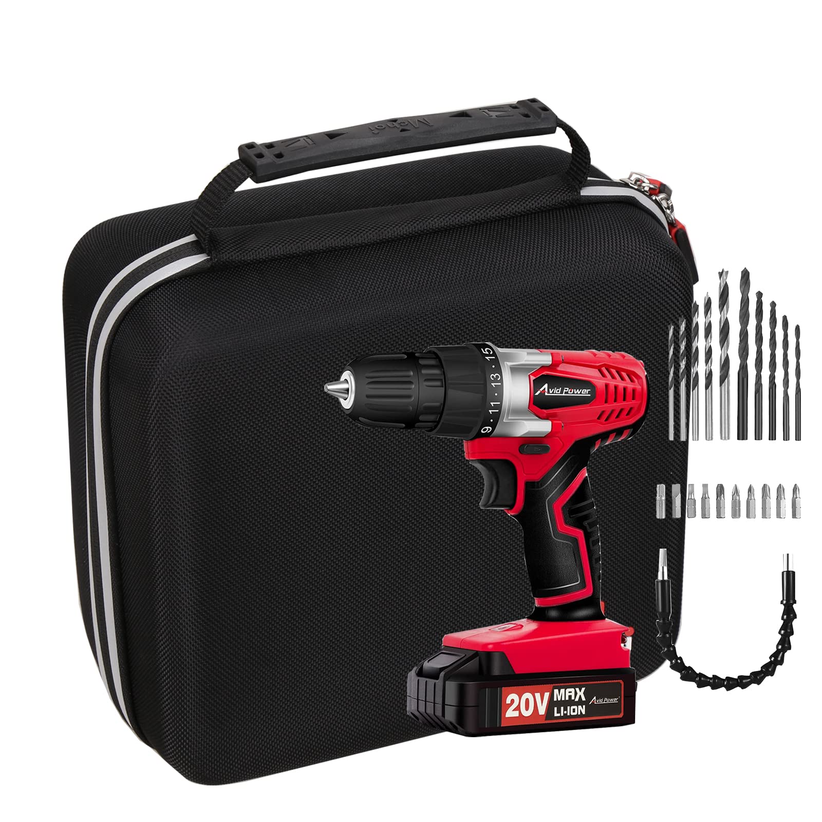 Mchoi Hard Portable Case Fits for Avid Power 20V MAX Lithium Ion Cordless Drill Set, 3/8 inches Keyless Chuck,Variable Speed, 16 Position and 22pcs Drill/Driver Bits, CASE ONLY